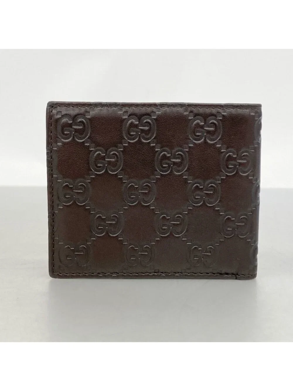 Gucci Billfold Guccissima Interlocking G Leather Brown Champagne Gold Wallet